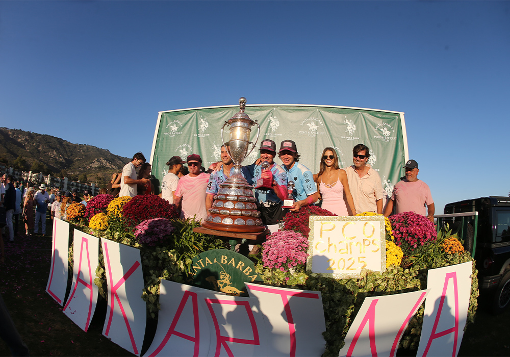 Family and friends join La Karina on the podium to celebrate the Pacific Coast Open title