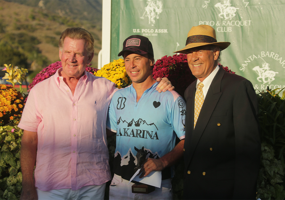 Most Valuable Player Felipe "Pipe" Vercellino, presented by Santa Barbara Polo & Racquet Club Trustee President Chuck Lande and Curtis Skene.