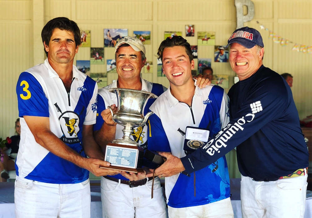 Sangaline's first tournament win in the 2018 8-goal Governor's Cup in Denver: Jorge Donovan, “Dad” Kevin Schmeits, Vincenzo Sangaline, Mark Wates.