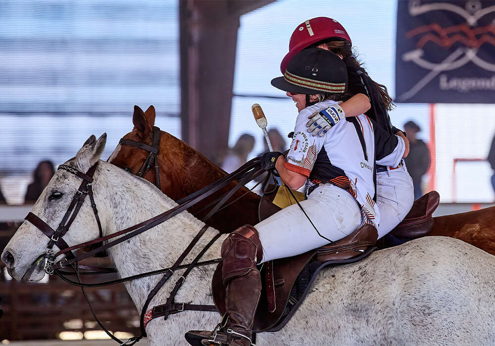 PSL Polo's Sarah Morelli and Dallas Polo Club's Lindsey Bellack.